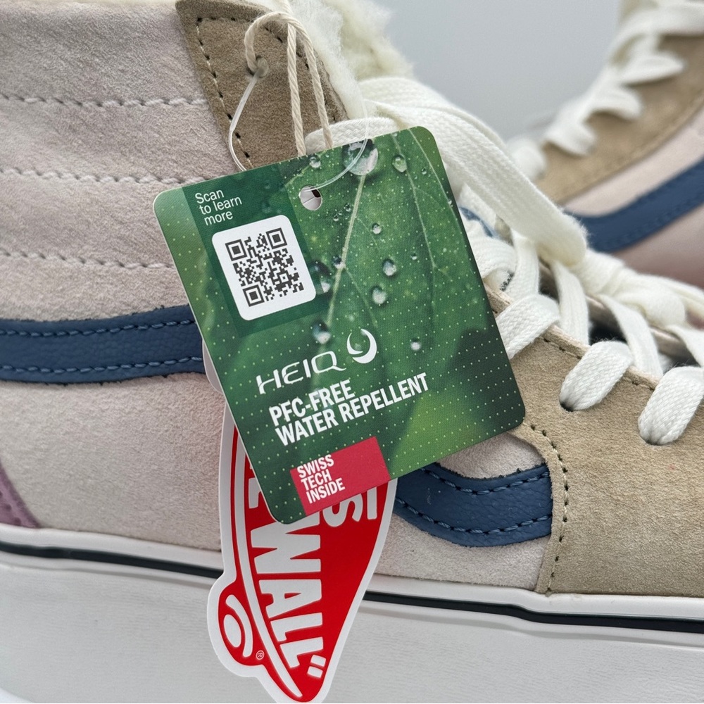 NWT Vans Sk8 Hi Pig Suede Multi Sherpa platform sneakers pink blue tan unisex - Picture 6 of 15